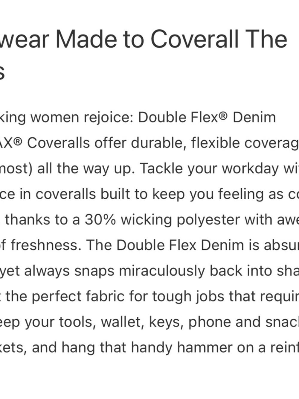 Duluth Trading Double Flex Denim COOLMAX Coverall Women 6 Short Stretch Workwear - Picture 4 of 16